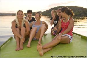 Nicola Atherton, Stephanie Gilmore, Rebecca Woods, Chelsea Hedges, Silvana Lima, und Marina Werneck